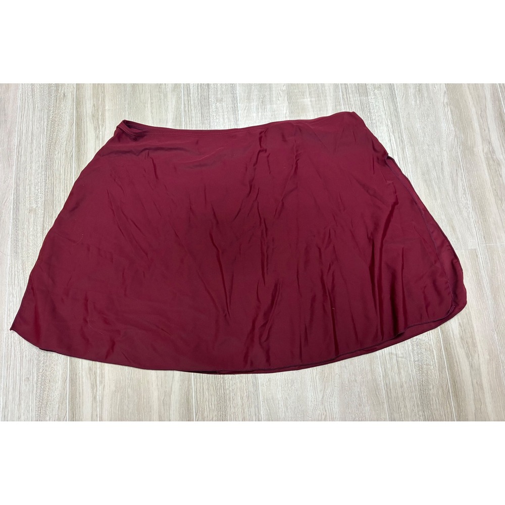 Womens Burgundy Swim Skirt with Built-in Brief Size XL Maroon Swimwear Bottom